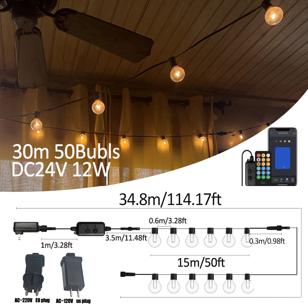 Smart Garden Diy - Luzes LED Inteligentes G40 para Exterior,